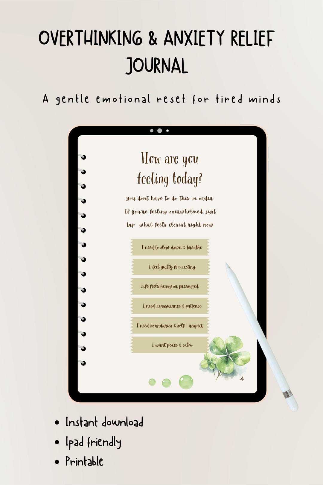Overthinking & Anxiety Relief Journal | Digital Calm Mind Workbook ...