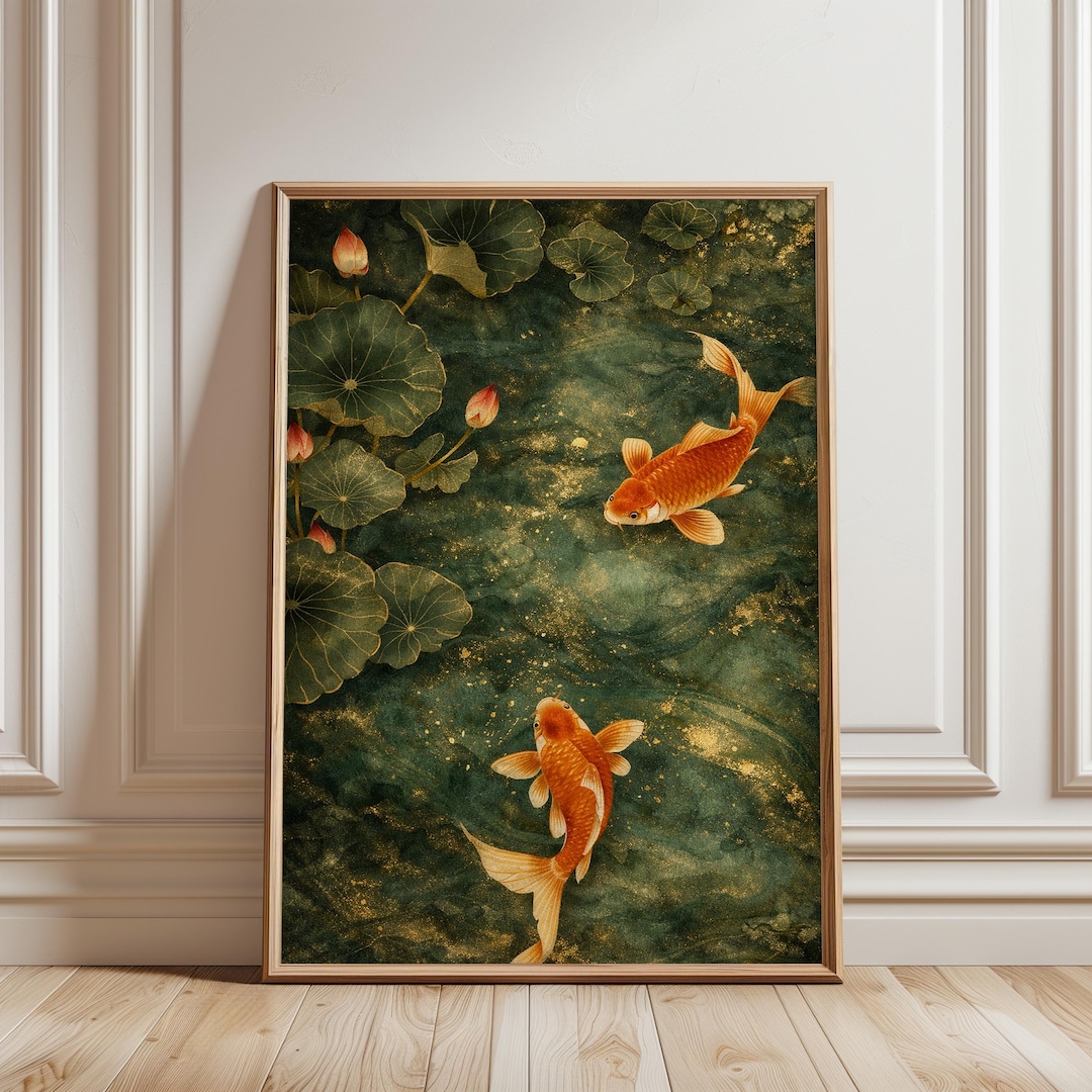 Luxury Koi Fish Wall Art Poster (Unframed) – Japanese Lotus Pond Print ...