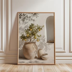 Mediterranean Lemon Tree Print,Botanical Antique Poster,Timeless Wall Art, Minimalist Lemon Tree Wall Art,Rustic Pottery Decor,Kitchen Decor