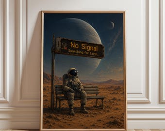 Astronauten-Wandbild, surreales Weltraumlandschaftsposter, Retro-Science-Fiction-Weltraumposter, surreales Landschaftskunstwerk der 70er Jahre, Himmelsszenen-Druck