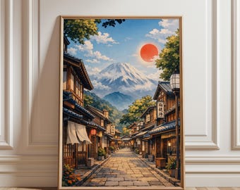 Pôster de rua japonês sem moldura, arte de parede do Monte Fuji, decoração de parede, presente, paisagem tradicional japonesa, impressão artística em estilo Ukiyo-e