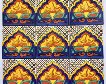 Box of 20 Handmade Mexican Talavera Tiles – 6"x6" Ceramic Clay – Colorful Decorative Tiles