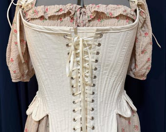 Corsetto e bustino in lino fatti a mano del XVIII secolo - Bustini rococò su misura