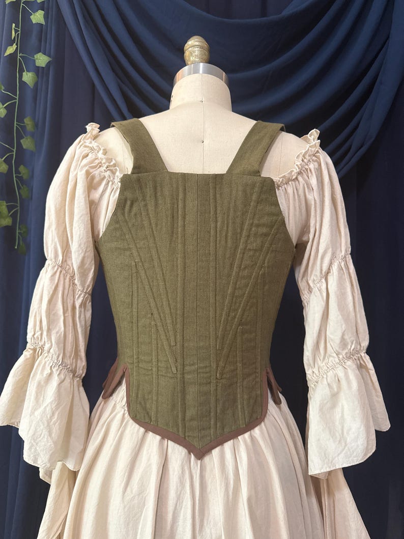Historial Ruffle Trim 18th Century Linen Corset – Custom Made Historical Stays - Etsy
