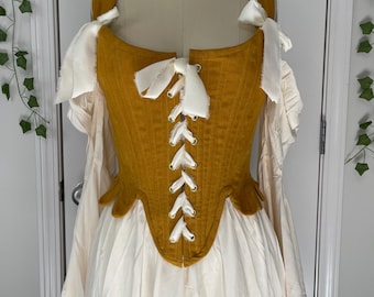 Handmade 18th Century Linen Corset Stays with stomacher  - Custom Fit