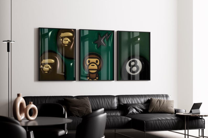 HypeBeast Kaws Poster Set, Trendy 3D Wall Art (Digital Download) image 3