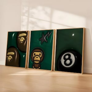 HypeBeast Kaws Poster Set, Trendy 3D Wall Art (Digital Download) image 1