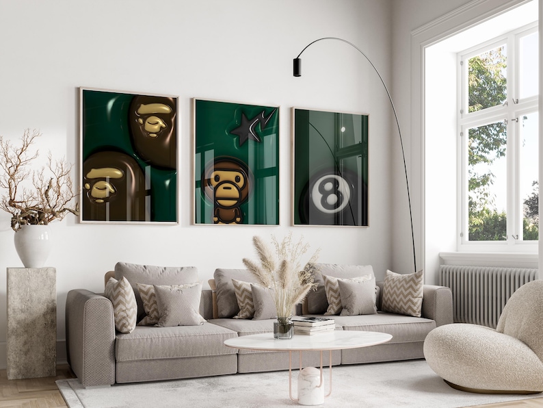 HypeBeast Kaws Poster Set, Trendy 3D Wall Art (Digital Download) image 2