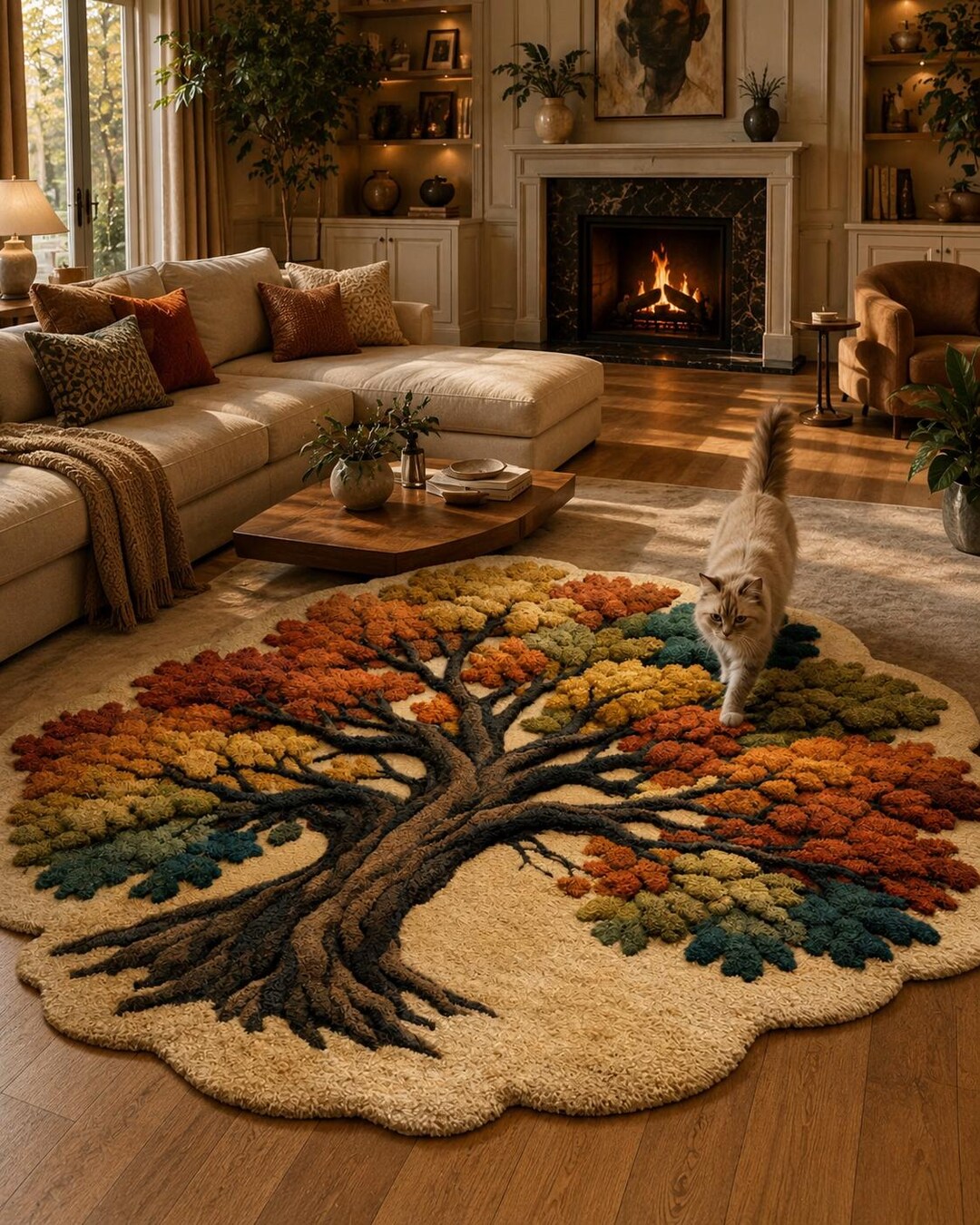 Tree Branch Rugs Handmade Tree of Life Rug, Autumn Colors, 3D Tufted Wool-like Carpet - Etsy