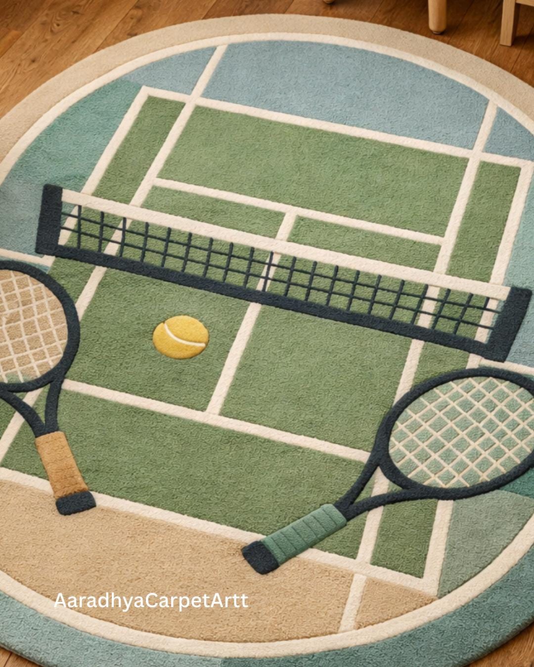 Kids Tennis Court Rug, Tufted Playroom Carpet, Custom Nursery Size - Etsy