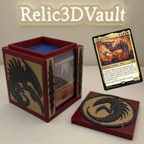 MTG Sliver Deck Box – First Sliver Theme EDH Card Holder - 100+ Double Sleeved Commander Toploader Display