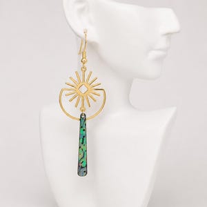 18k vergoldet Sonnen Ohrringe Gold | Abalone Muschel Ohrringe | Geometrische Statement Ohrringe Damen