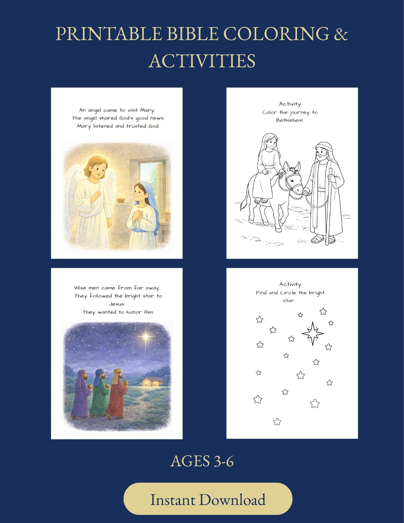 Birth of Jesus Bible Coloring Pages Printable | Christian Kids Activity ...