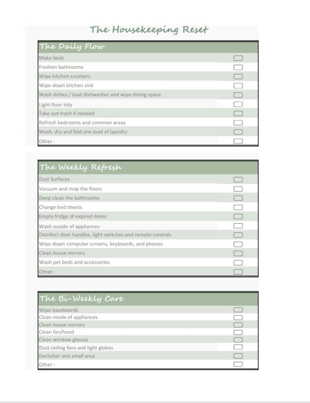 Cleaning Schedule Excel Template & Printable PDF | Editable Daily ...