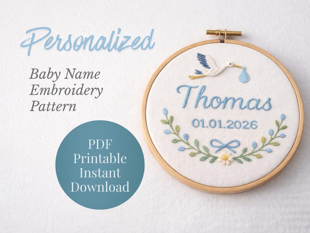 Personalized Name Pattern Personalized Baby Name Embroidery Pattern, Beginner DIY Nursery Art ...
