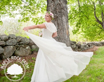 Vintage Ivory 1930s Wedding Dress/ Alternative Wedding Dress/ Sheer Romantic Vintage Wedding Gown