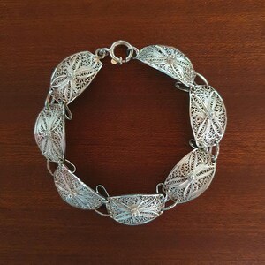 Vintage-Armband aus portugiesischem Silber mit filigranem Blumenmuster