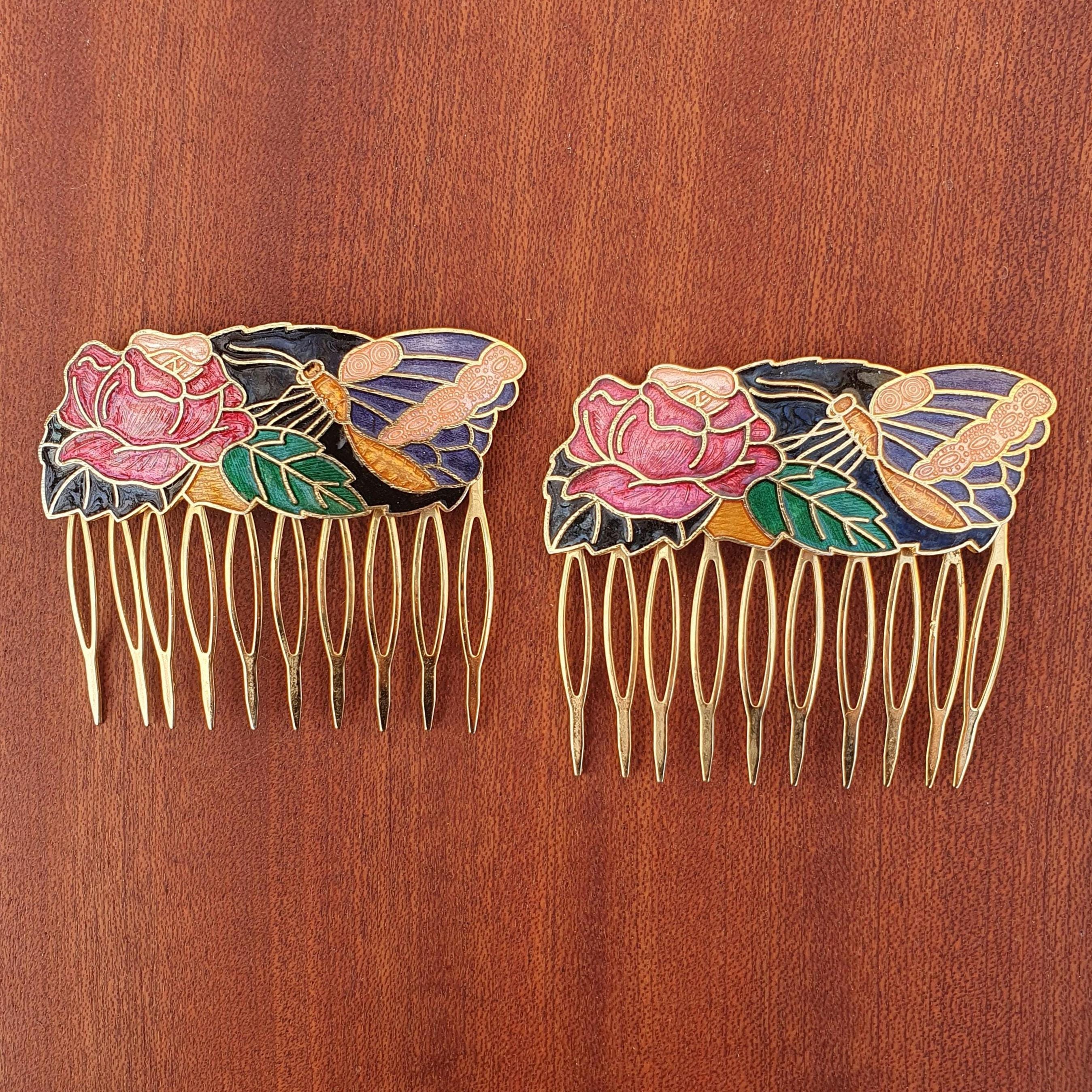 Cloisonne Butterfly Comb - Etsy