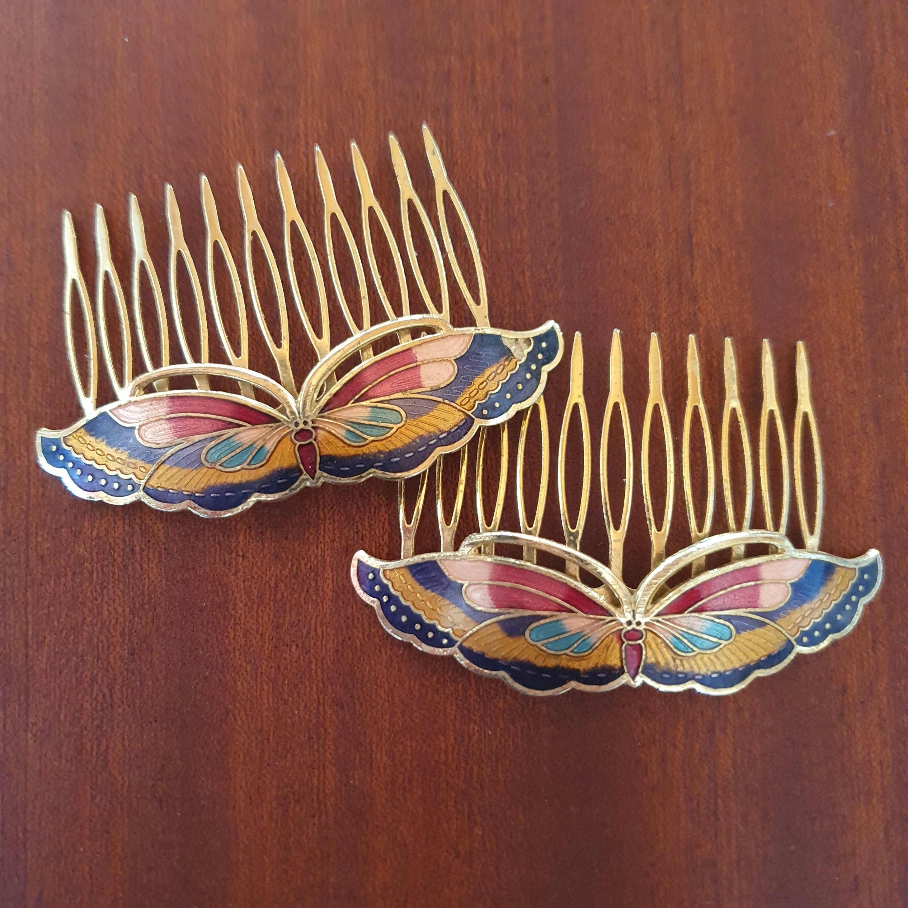 Elegant Cloisonne Butterfly Hair Comb, One Call Out* See Photos* Cloisonne Butterfly Comb - Etsy main image 2
