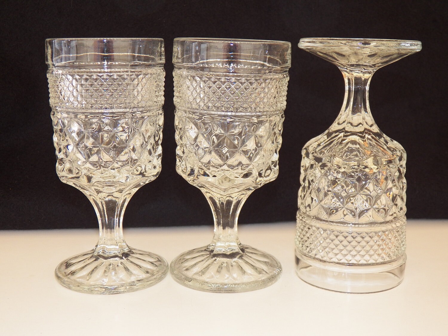 Vintage Glassware Anchor Hocking Wexford Set Of Three Etsy