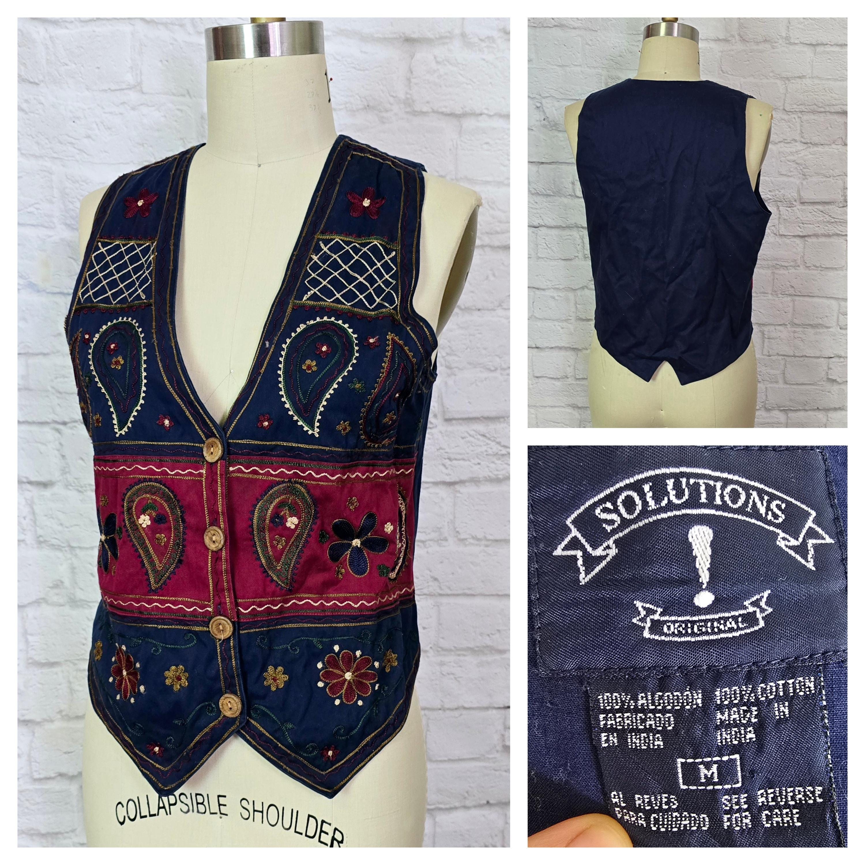90s Vest, Embroidered Paisley Applique, Detailing Waistcoat 1990s