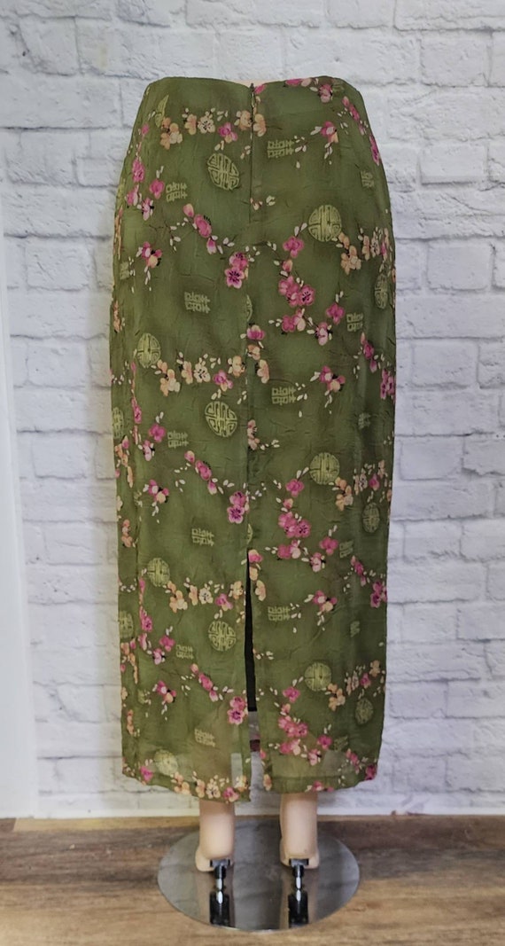 90s Skirt, crinkle chiffon, Japanese cherry Bloss… - image 3