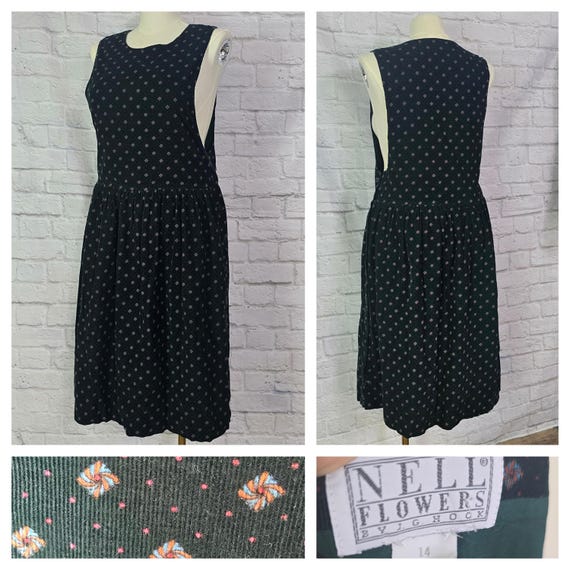 90s Green Corduroy Jumper Pinafore Overall Midi Dress Knee Length Button Side Aholiday Christmas Sz M L Etsy