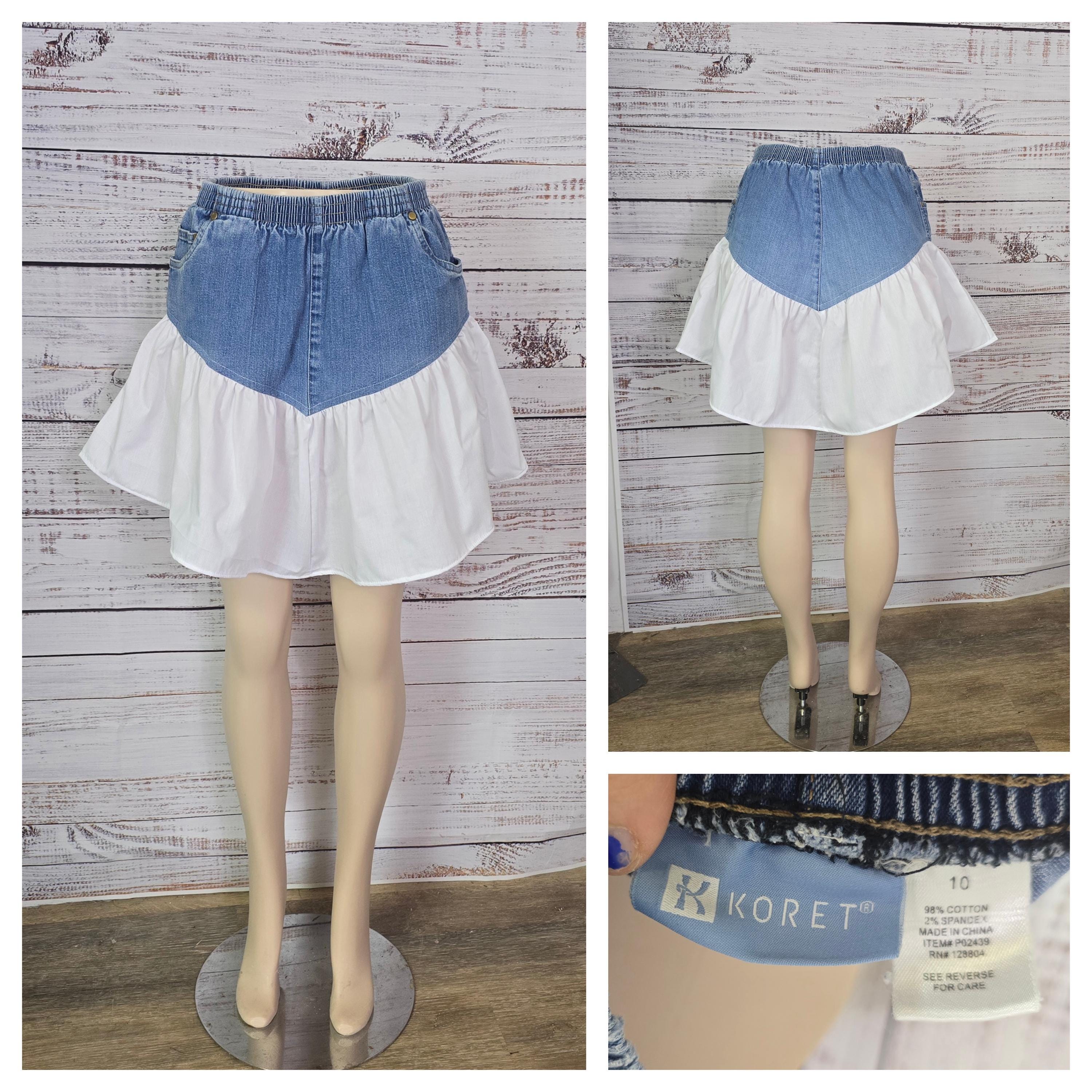 80s Denim Ruffle Skirt