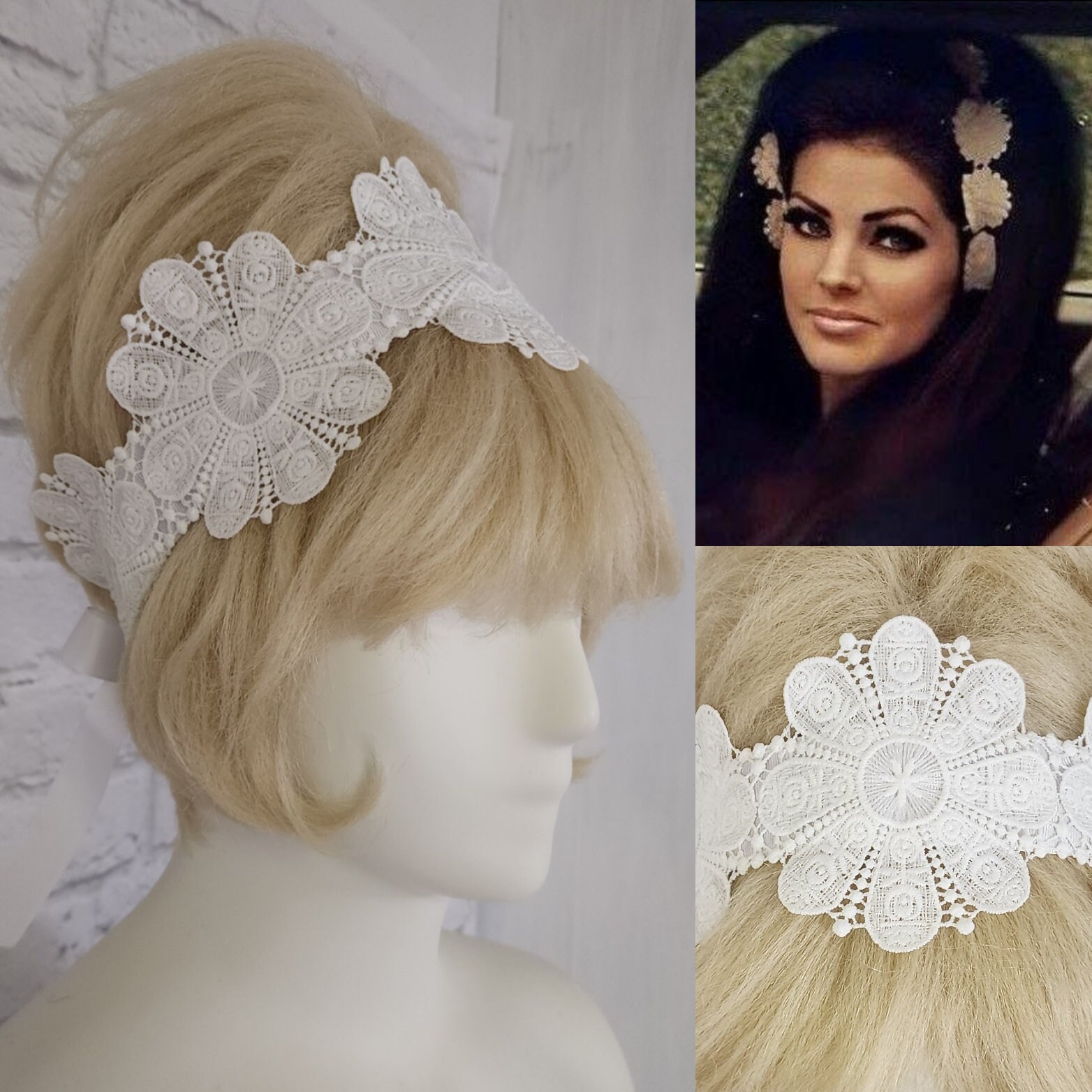 Blanche Embellished Boho Peasant Cottage Hipster Hippie Art Deco Farm Headband Sunday State Beachy Boho Straw Cottage Core Hippie Head Band  main image 4