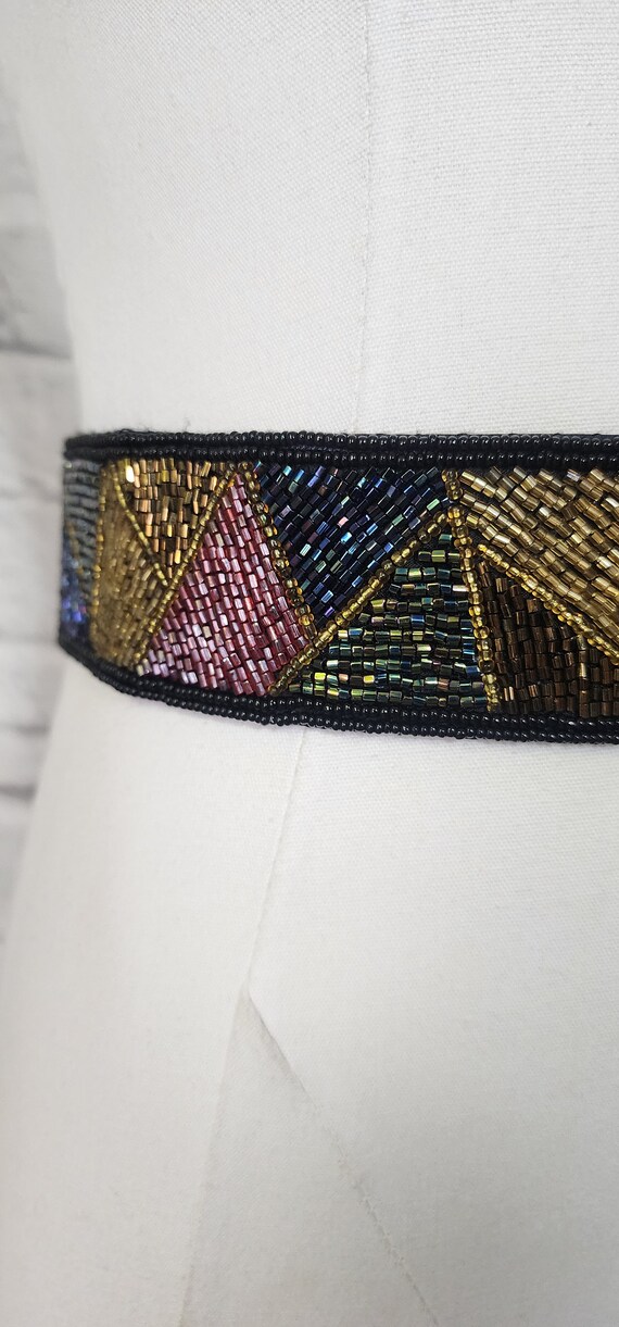 1980s Vintage Belt 80s Silk Beaded Statement Belt Pinup 