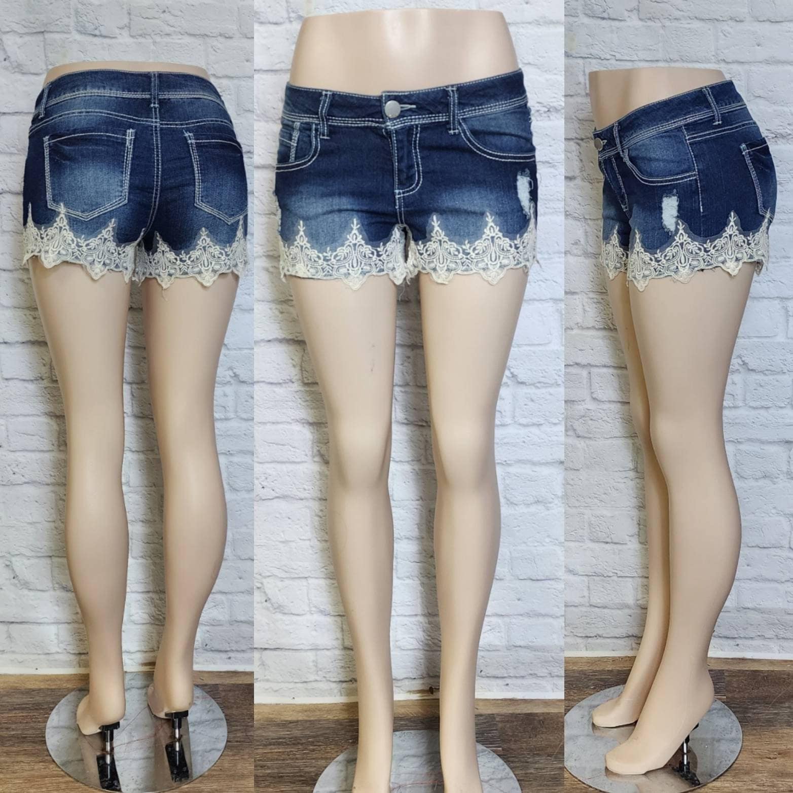 Womens Mini Shorts Hot Pants Jeans Denim Lace-up Short Jeans