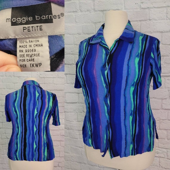 Stripe Crinkle Camp Blouse Short 