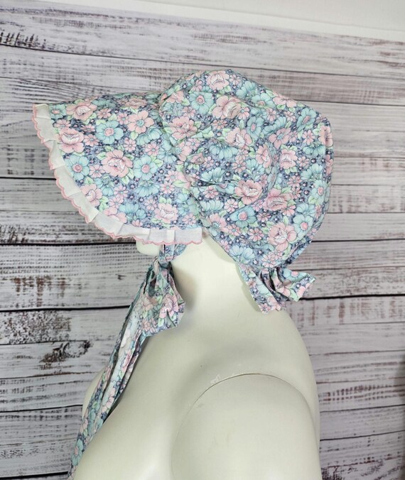 80s Pastel Floral Bonnet, Prairie Pioneer, Wild West, Sunhat  display picture 1