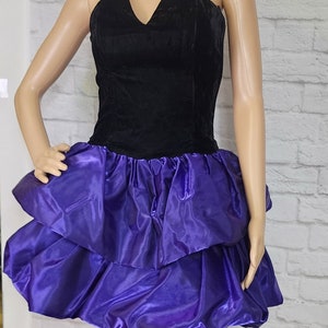 Vintage Dress 1980s double Bubble Black Vlevt Purple, Gunne Sax, Party Prom Formal Rocker Size S/M image 3