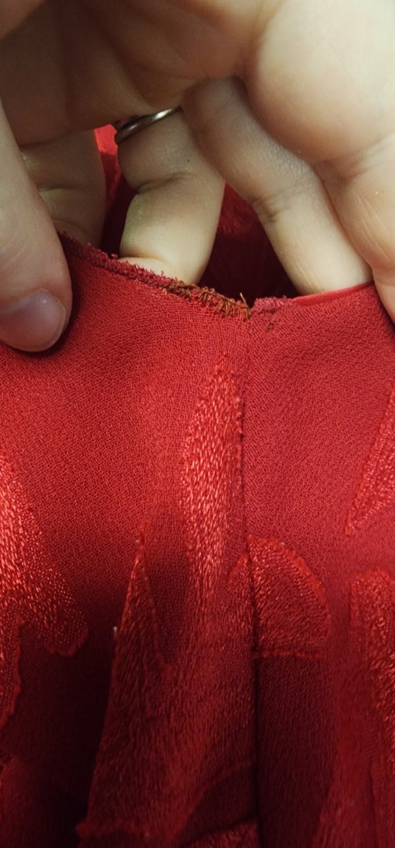 Y2K/90s Red Bias Cut Dress Midi crepe twist bust … - image 7