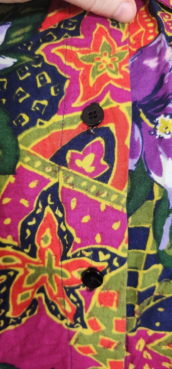 80s/90s Blouse, Hawaiian Multi color rayon shirt,… - image 6