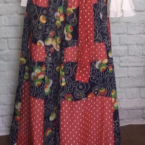 70s Skirt Hippie Sax Peasant Panel double Pockets 1970s Hippy Prairie BoHo Bohemian Folk Blue Red Stevie Style Nicks