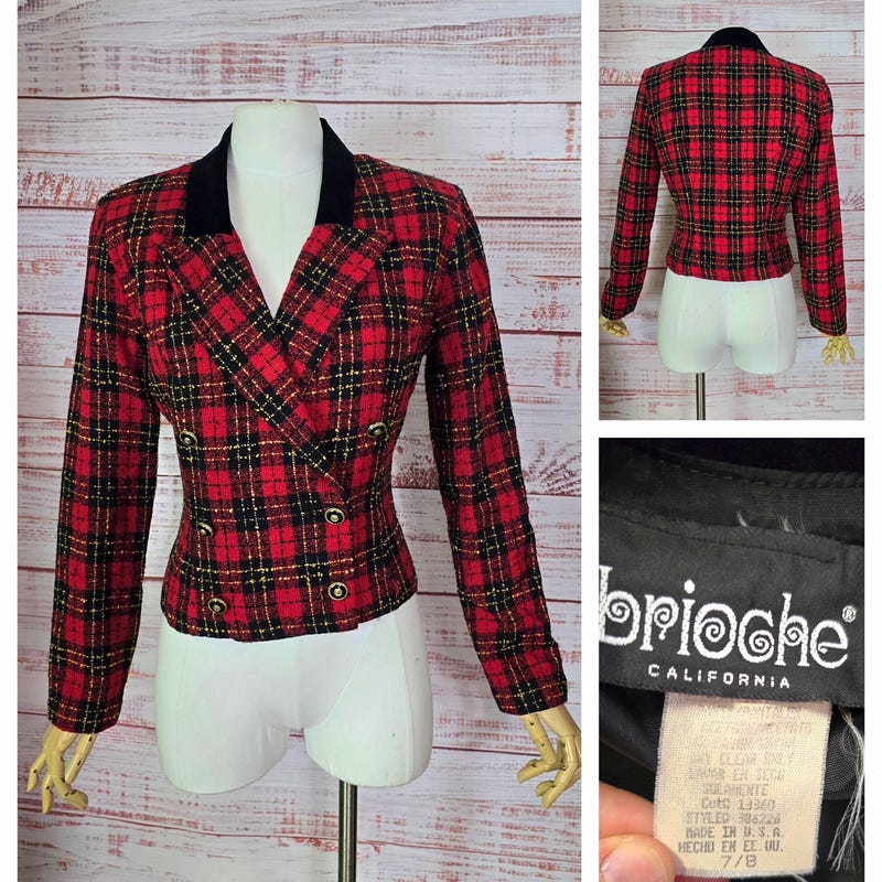 90s Plaid Blazer Set Etsy