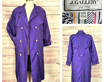 1980s Purple Trench Coat, Long Boxy double Breasted 80s Overcoat, Prince Character Halloween