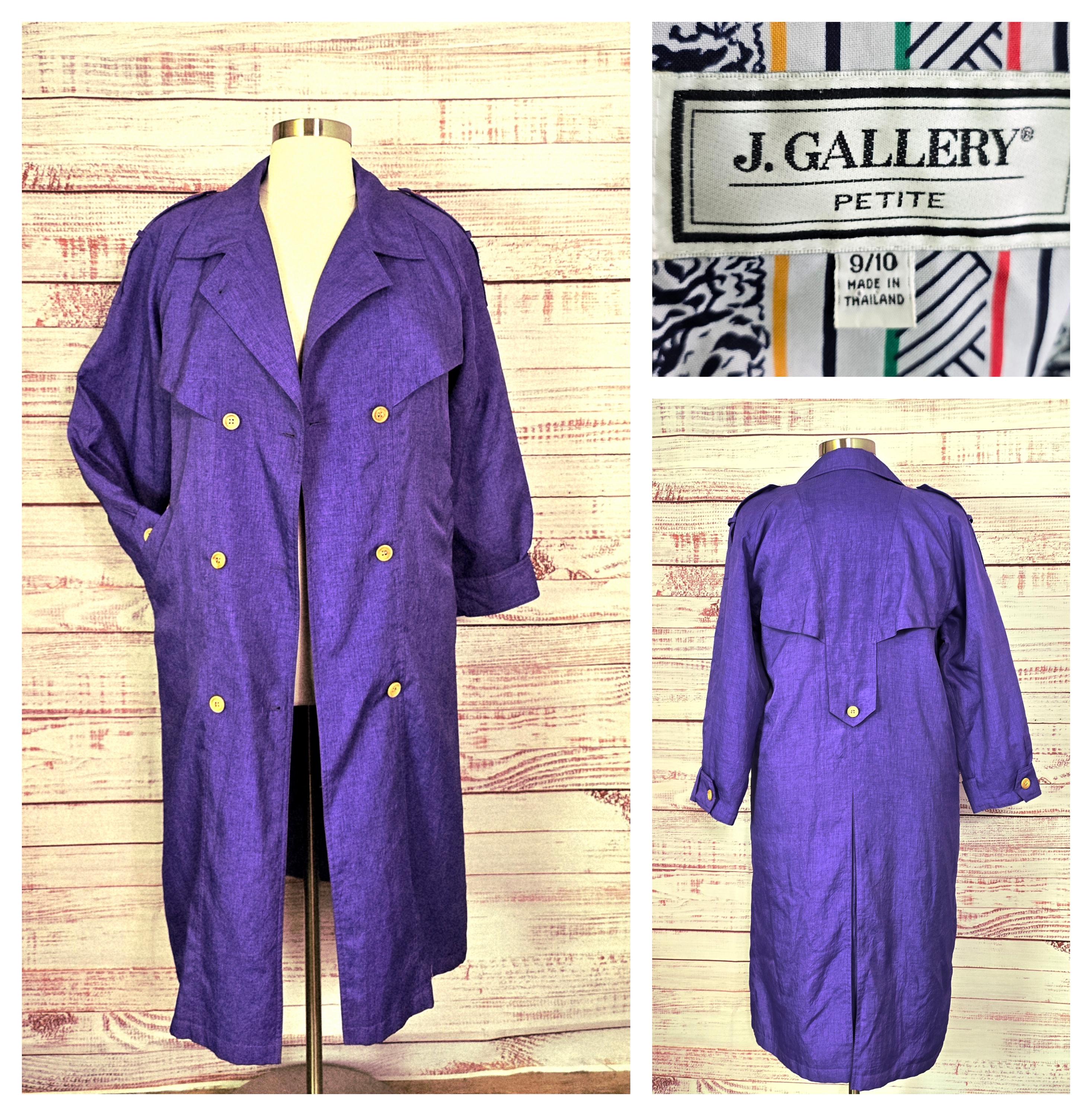 1980s Purple Trench Coat, Long Boxy Double Breasted 80s Overcoat