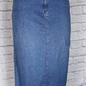 Y2K Maxi Skirt, Blue denim, Ankle Length Jean Skirt, pockets, High Waist