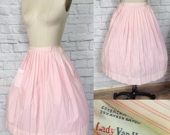 Geplooide rok uit de jaren 50/60, roze-wit, rockabilly pin-up, casual katoenen lente pastel mini-streepjes, maat XS/S