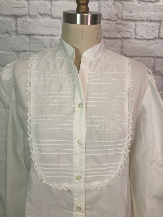S/M 70s 80s Vintage Nurse Uniform Blouse long sle… - image 3