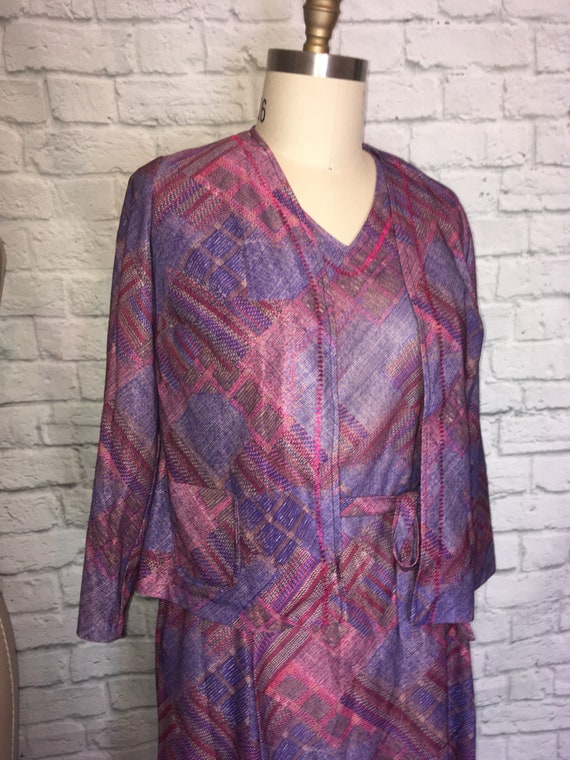 1970s Dress and jacket Set,  Short sleeves Purple… - image 3