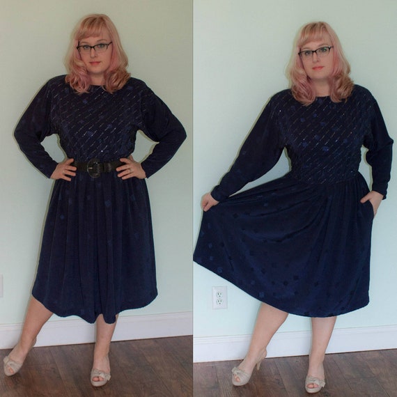 navy batwing dress