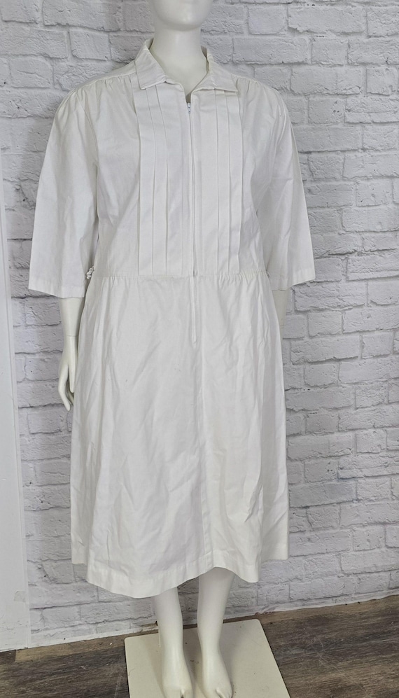 Authentic 80s Plus Size 40 2XL Vintage Nurse Uniform Dress White Zip Front Silent Hill Costume Puff Sleeves Etsy UK