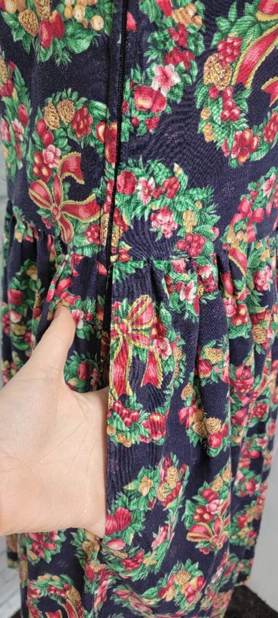 PsychedelicPinup 90s Christmas Pinafore Novelty Print Overall Jumper Dress Black Red Green 1990s Holiday Size Small