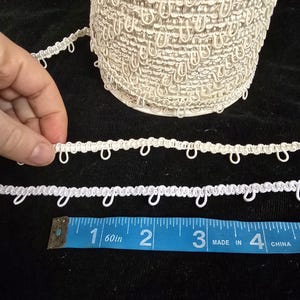 White or Ivory Bridal Stretch Button Looping, Loop Trim 1 Inch Spacing, Elastic Button Hole Trimming By The Yard, BTY, for back or cuffs