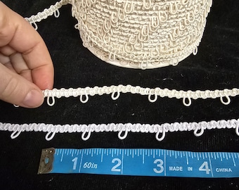 White & Ivory Bridal Stretch Button Looping, Loop Trim 1 Inch Spacing, Elastic Button Hole Trimming By The Yard, BTY, for back or cuffs