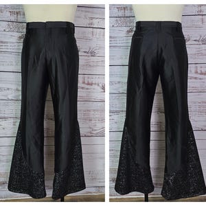 Pantalón acampanado negro brillante de los años 70 Pantalones Disco para hombre vintage Moda Fiesta Pantalones Reciclados